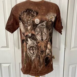 Wildlife Graphic Men's Brown The Mountain Tie Died Tee size medium